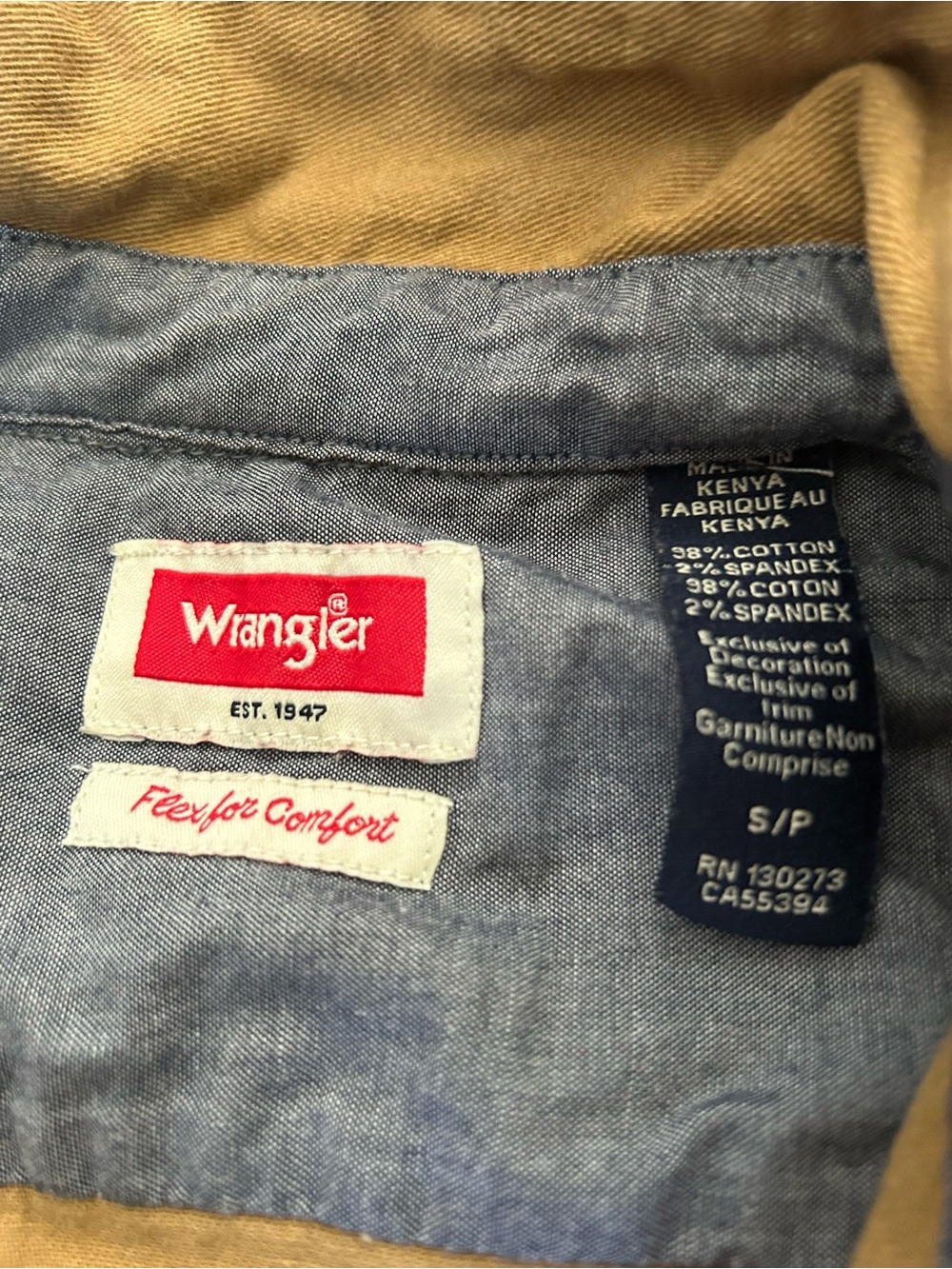 Wrangler Tan cotton Work Shirt with pockets - Picture 2 of 3